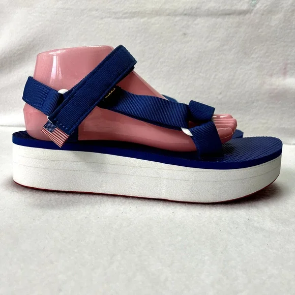 Teva Universal Platform Sandals Women 10 Blue Walking Trail Adjustable Straps - Picture 6 of 13